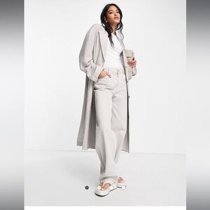 NWT Topshop Long line Pin Stripe Linen Blazer